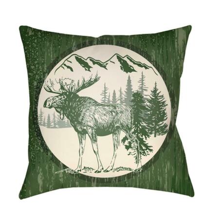 ARTISTIC WEAVERS Lodge Cabin Moose Poly Filled Pillow - Dark Green & Beige - 16 x 16 in. LGCB2019-1616